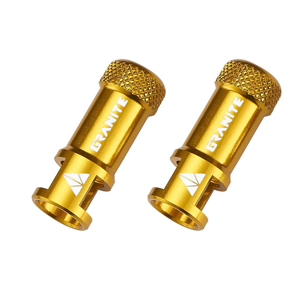 Granite-Design Juicy Nipples Presta Valve Core Tool Cap Set of 2, Gold