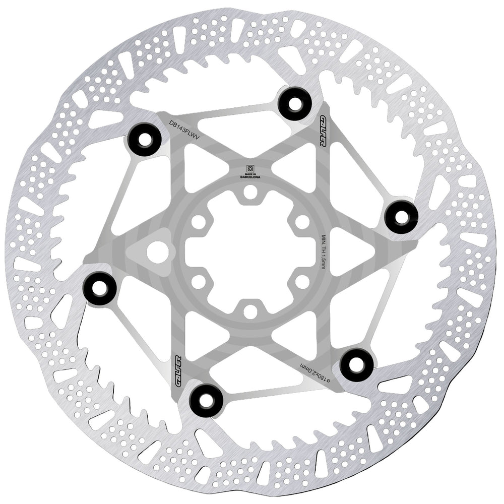 Galfer Shark Evo 180mm Rotor, 6-Bolt, 2.0mm, Raw Silver