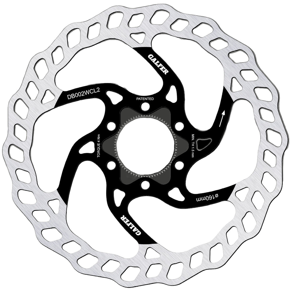 Galfer 160mm Rotor, Center Lock, 2.0mm, Black/Silver