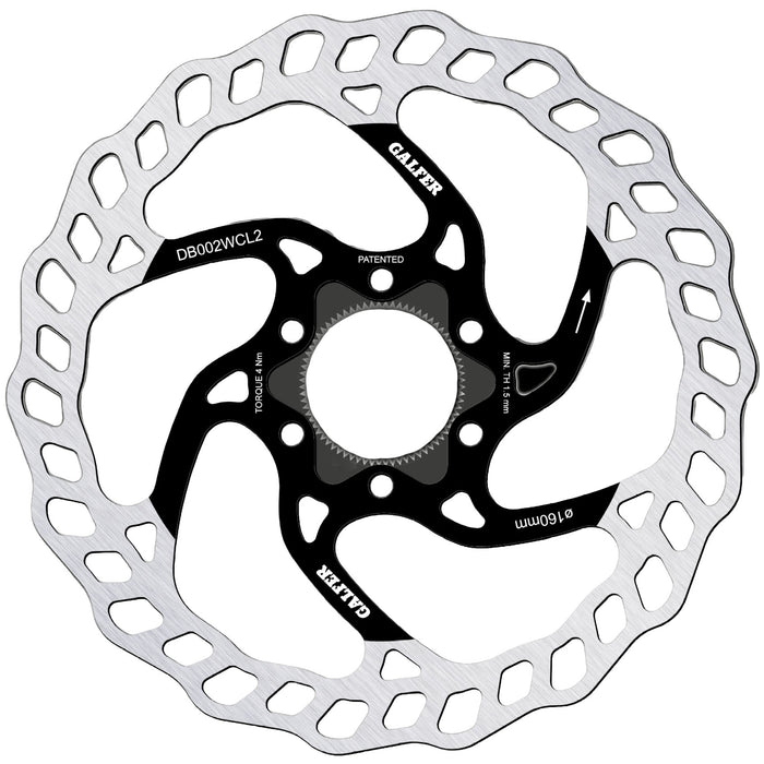 Galfer 160mm Rotor, Center Lock, 2.0mm, Black/Silver