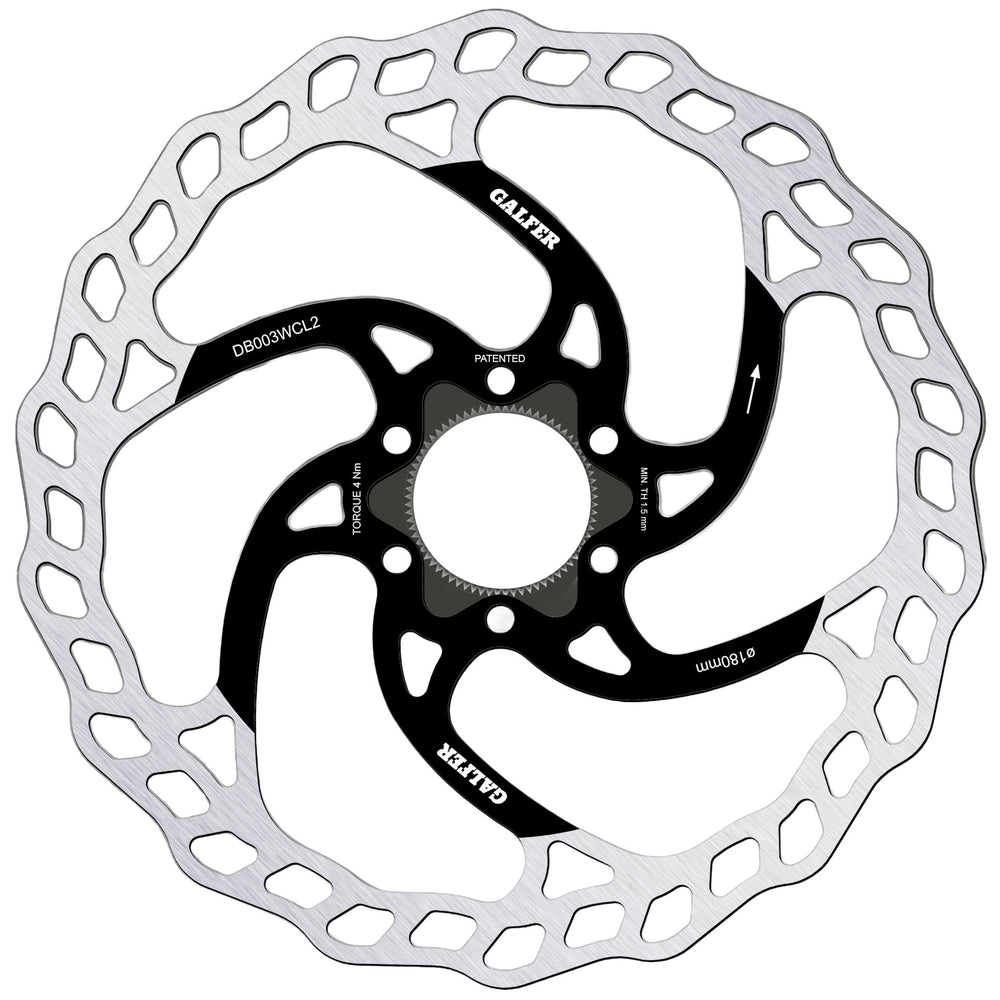 Galfer 180mm Rotor, Center Lock, 2.0mm, Black/Silver