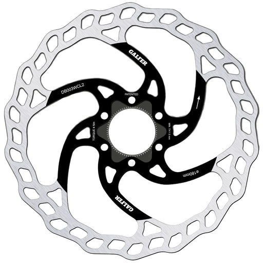 Galfer 180mm Rotor, Center Lock, 2.0mm, Black/Silver