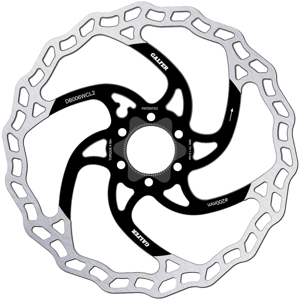Galfer 200mm Rotor, Center Lock, 2.0mm, Black/Silver