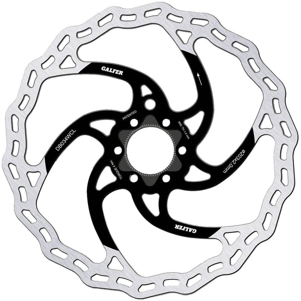 Galfer 203mm Rotor, Center Lock, 2.0mm, Black/Silver