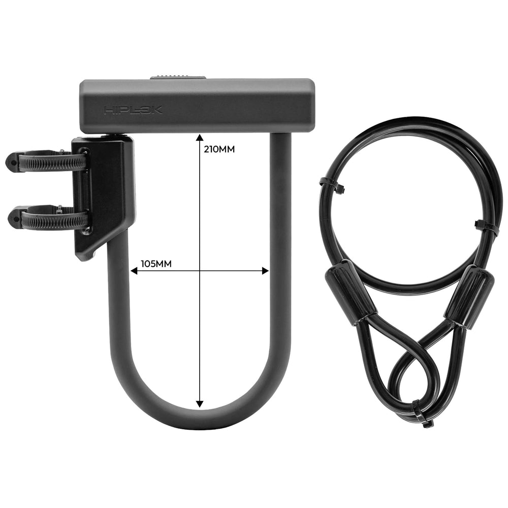 Hiplok Urban D + U-Lock Bike Lock w/ 1M Cable, Black