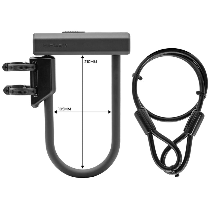Hiplok Urban D + U-Lock Bike Lock w/ 1M Cable, Black