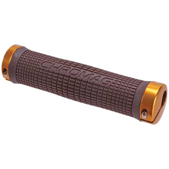 Chromag Squarewave Grips: Brown Grips Gold Clamps