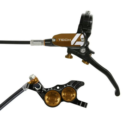 Hope Tech 4 V4 Disc Brake, Right/Rear, 74mm, Black/Bronze