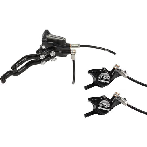 Hope Tech 3 X2 Duo Disc Brake and Lever - Left Hand, Front and Rear, Hydraulic, Post Mount, Black