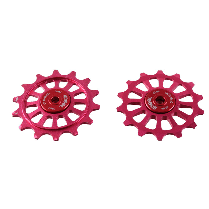 Kogel Bearings 14/14T Hybrid Ceramic Pulley Set SRAM 12, Cross - Red