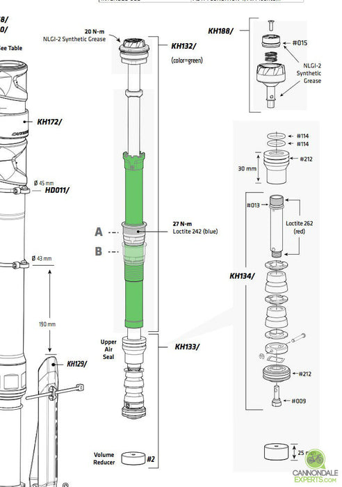 Cannondale Lefty 2.0 36mm Hybrid 160mm SoloAir Piston Kit - KH133/