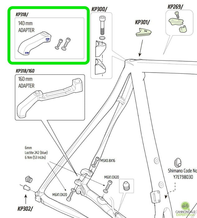 Cannondale Synapse Carbon Disc 140mm Rear Brake Adapter Shimano - KP318/