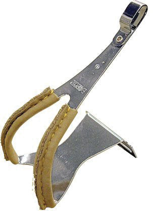 MKS Toe clips with leather, steel-med - pair