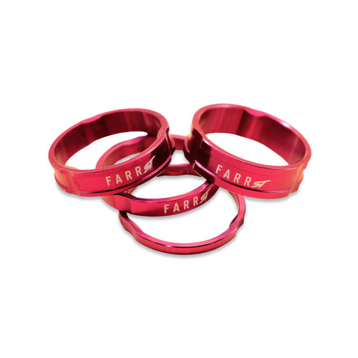 Farr-ST BMX Farr-ST Headset Spacers, 1-1/8", Red, Set/4