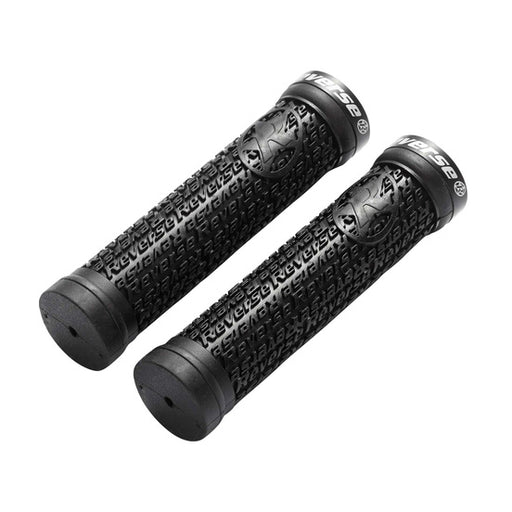 Reverse Stamp Single Lock-On Grips, Black/Black