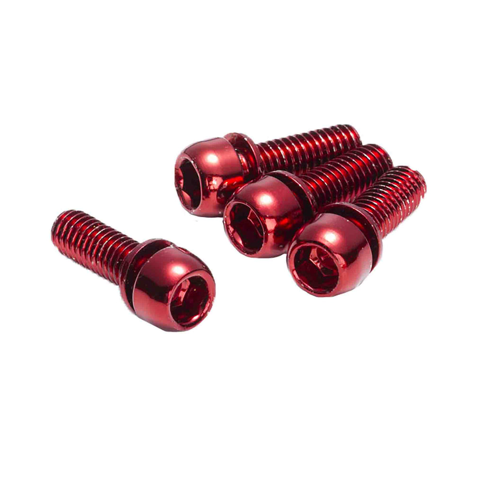 Reverse Disc Brake Caliper Bolts, M6x18, 4/Pack - Red