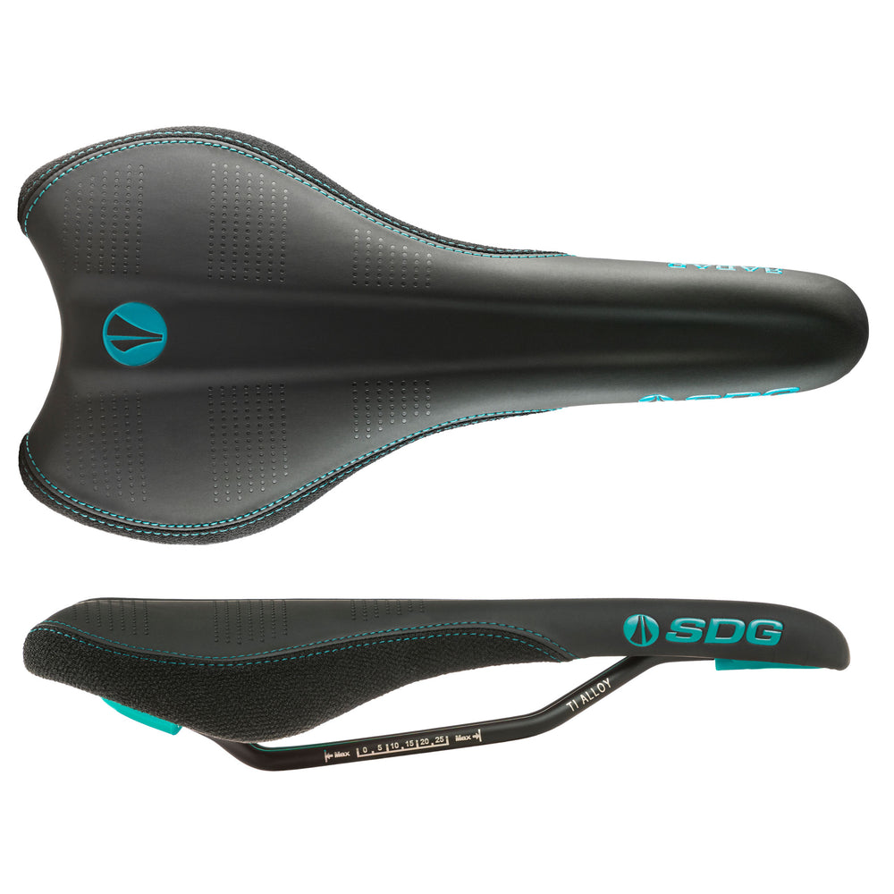 SDG Radar Mtn Saddle, Ti-Alloy Rails - Turquoise/Black