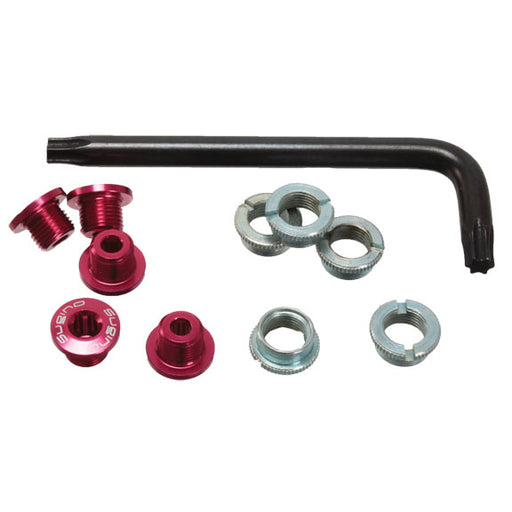 Sugino Alloy outer chainring bolt set, single - red