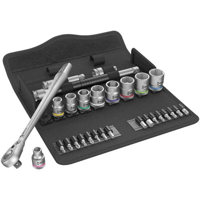 Wera 8100 SB 8 Zyklop Metal Ratchet Set - 3/8" Drive, Metric, Switch Lever