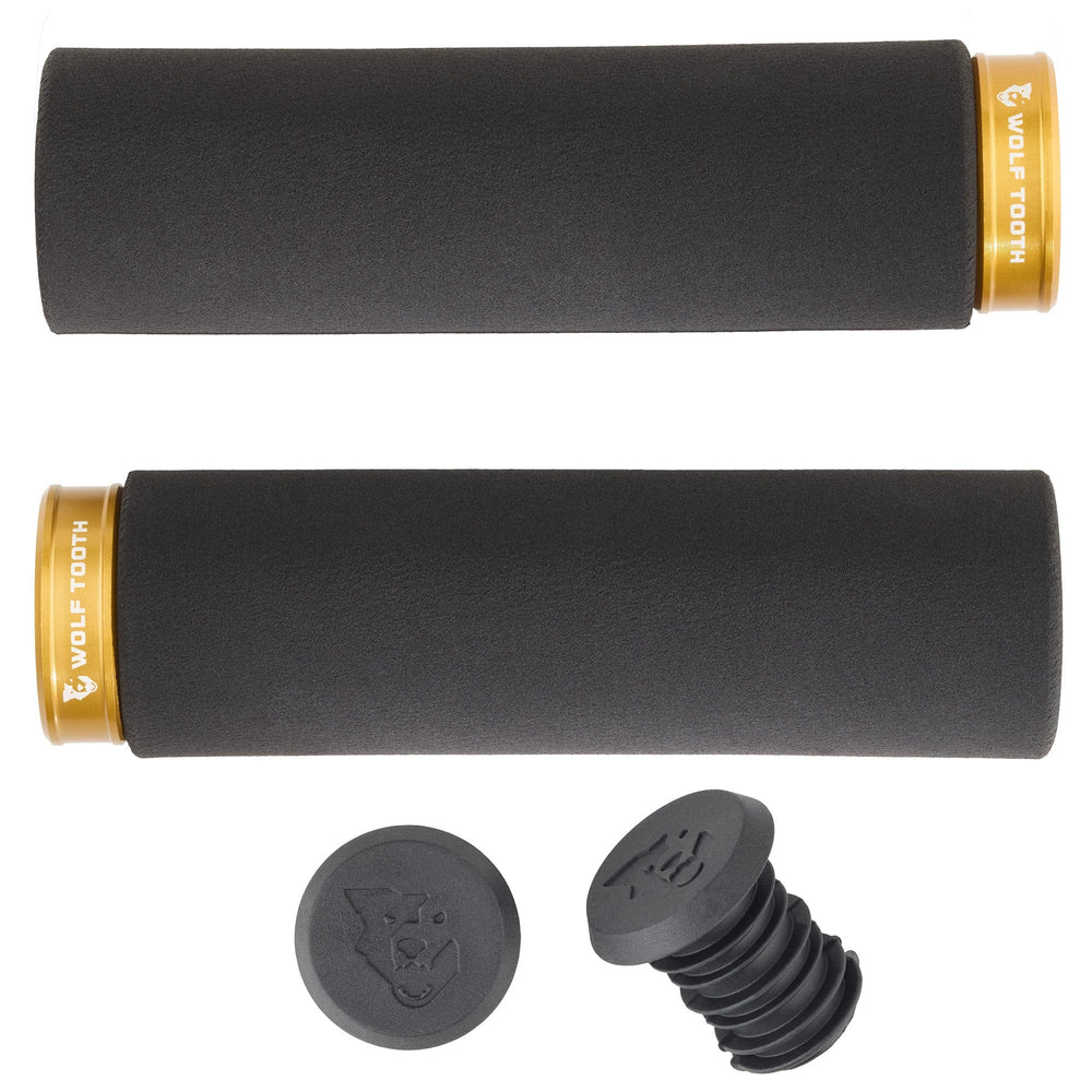 Wolf Tooth Components Lock-On Fat Paw Grip Set, Black/Gold