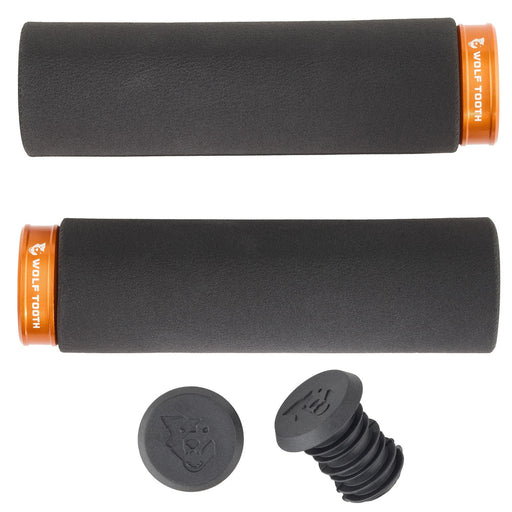 Wolf Tooth Components Lock-On Fat Paw Grip Set, Black/Orange