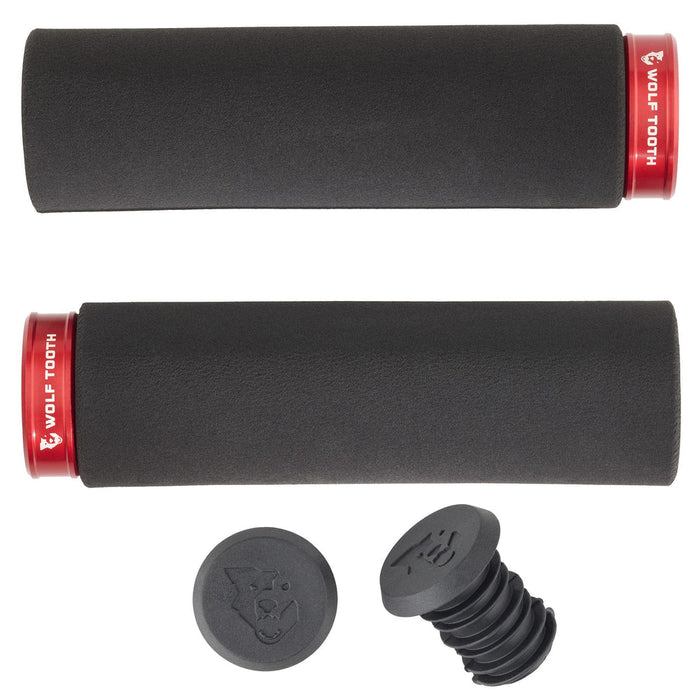 Wolf Tooth Components Lock-On Fat Paw Grip Set, Black/Red