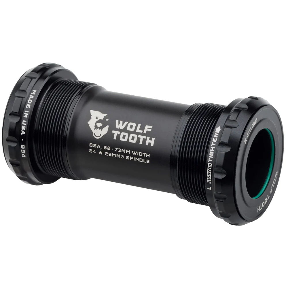 Wolf Tooth Components Bottom Bracket, BSA Shell, 24mm for Shimano, Black