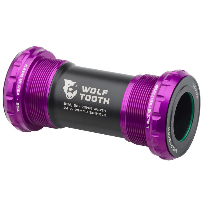 Wolf Tooth Components Bottom Bracket, BSA Shell, 24mm for Shimano, Ultraviol