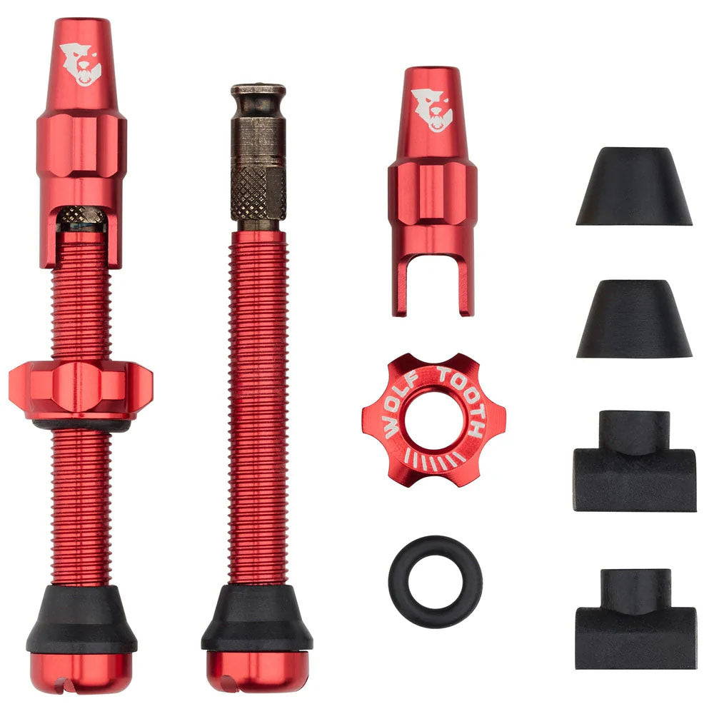 Wolf Tooth Components Tubeless Valve Stem Kit, Clik Valve, 44mm, Red