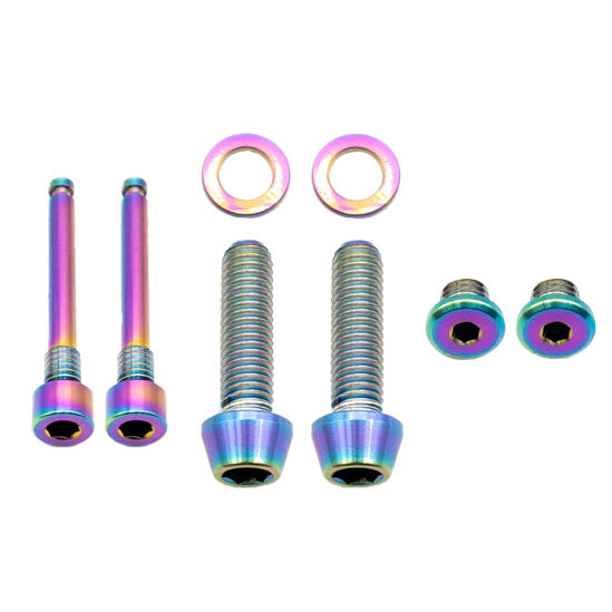 Better Bolts Shimano Brake Ti Bolt Kit, XTR 9220, Rainbow