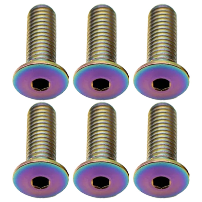 Better Bolts Titanium Water Bottle Cage Bolts,15mm,Rainbow, 6/Count