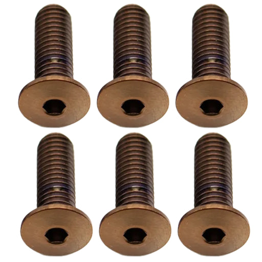 Better Bolts Titanium Water Bottle Cage Bolts, 15mm,Copper, 6/Count
