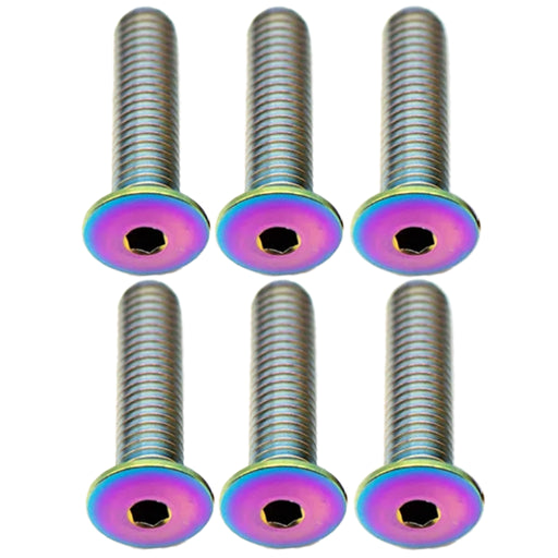 Better Bolts Titanium Water Bottle Cage Bolts,20mm,Rainbow, 6/Count