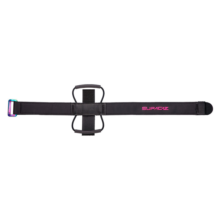 Supacaz SupaStrap, Black with Pink Logo, Oil Slick Hardware