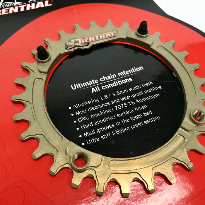 Renthal 1XR Retaining chainring, 104BCD x 30t - anodized