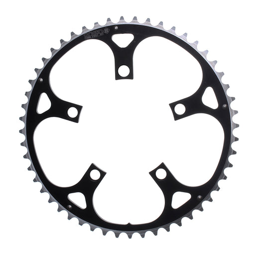 ORIGIN8 Alloy Ramped110mm 5-bolt 52T Ramped/Pinned Black/Silver Chainring