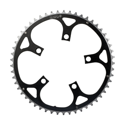 ORIGIN8 Alloy Ramped110mm 5-bolt 53T Ramped/Pinned Black/Silver Chainring
