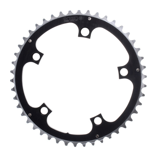 ORIGIN8 Alloy Ramped130mm 5-bolt 46T Ramped/Pinned Black/Silver Chainring