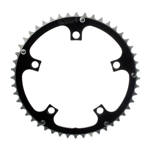 ORIGIN8 Alloy Ramped130mm 5-bolt 48T Ramped/Pinned Black/Silver Chainring