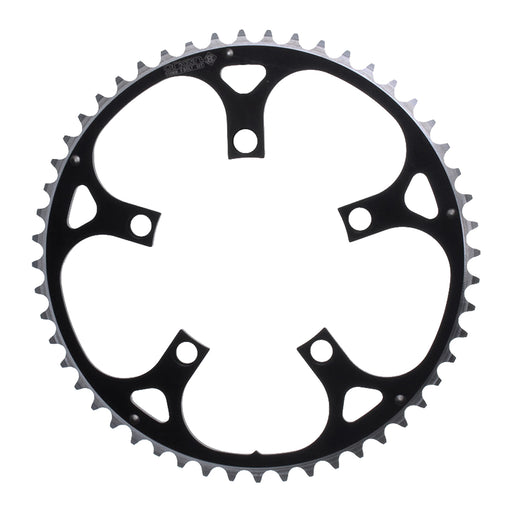 ORIGIN8 Alloy Ramped110mm 5-bolt 48T Ramped/Pinned Black/Silver Chainring