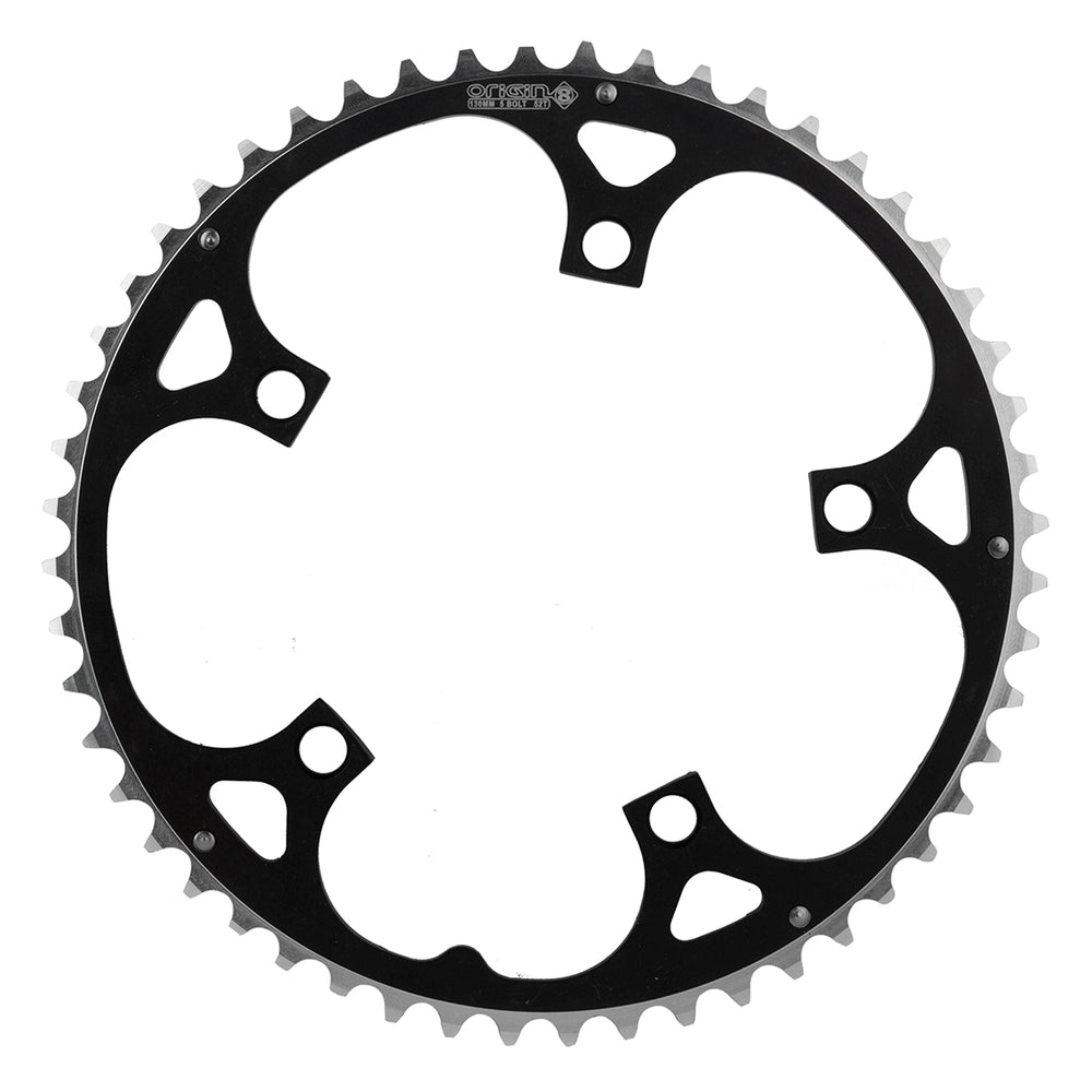 ORIGIN8 Alloy Ramped130mm 5-bolt 52T Ramped/Pinned Black/Silver Chainring
