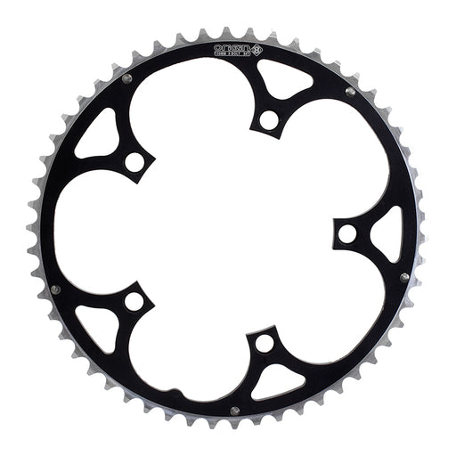 ORIGIN8 Alloy Ramped130mm 5-bolt 54T Ramped/Pinned Black/Silver Chainring