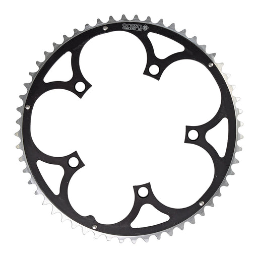 ORIGIN8 Alloy Ramped130mm 5-bolt 56T Ramped/Pinned Black/Silver Chainring