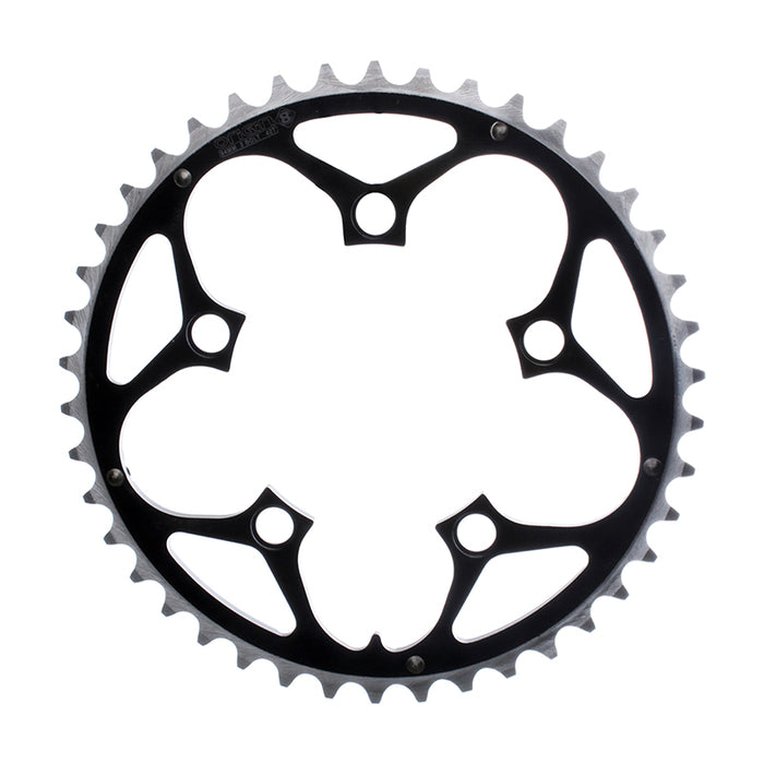 ORIGIN8 Alloy Ramped94mm 5-bolt 42T Ramped/Pinned Black/Silver Chainring