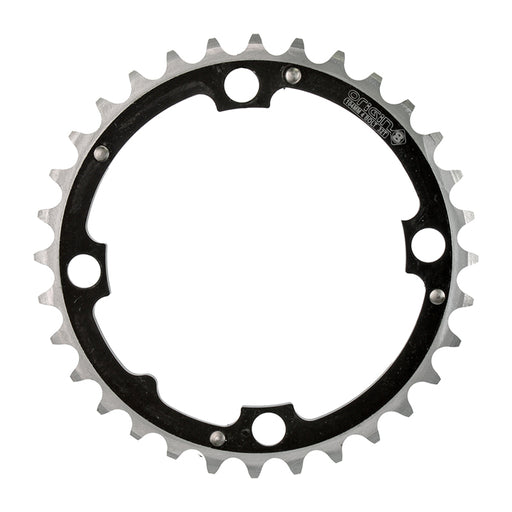 ORIGIN8 Alloy Ramped104mm 4-bolt 32T Ramped/Pinned Black/Silver Chainring