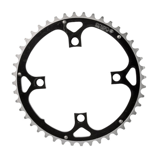 ORIGIN8 Alloy Ramped104mm 4-bolt 44T Ramped/Pinned Black/Silver Chainring