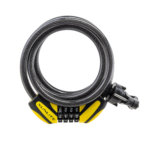 SUNLITE Defender D1 Combo Lock 8mm Black/Yellow Combo Includes Bracket Bike Lock