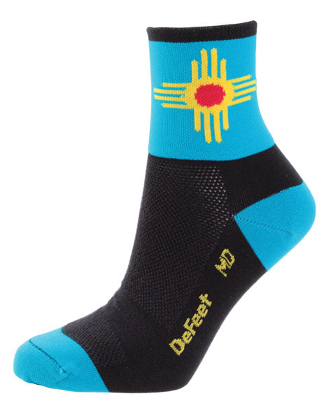 DeFeet Aireator 5" New Mexico socks, blk/turq 7-9