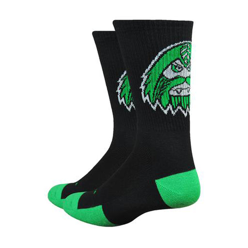 DeFeet Levitator Trail 6" Bigfoot socks, blk/green 7-9