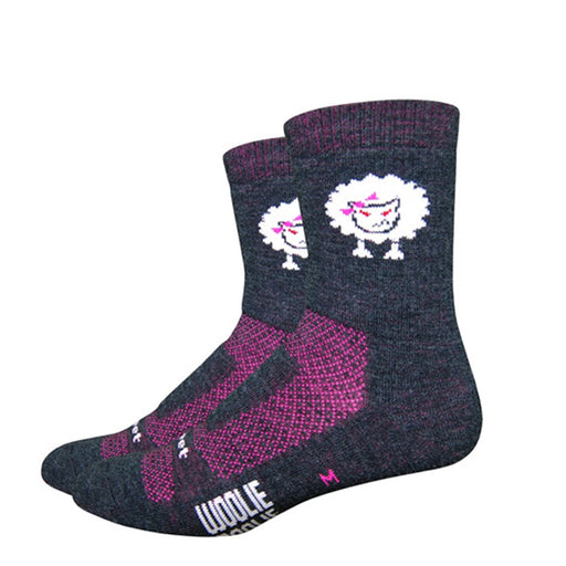 DeFeet Woolie Boolie 4 Baaad Sheep Sock: Charcoal/Neon Pink LG